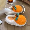 Desenho Japonês Fofo Pantufas de Algodão Laranja Pelúcia Feminina Inverno Casa Interior Quente Fundo Macio Pantufas de Quarto