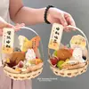 Bolsa para el Festival de Medio Otoño 2025 Cesta Pequeña de Bambú Decoraciones para Pasteles Lámpara de Conejo Luminosa Llena de Pegatinas Felices del Festival de Medio Otoño Enchufe