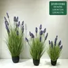 Planta verde artificial de lavanda en maceta, pasto de junco, pasto de cebolla artificial, planta artificial para decoración de paisajes, plantas verdes artificiales