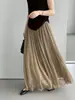 Luego, la falda de malla de textura suave estilo coreano Zhizhi Xuefu para mujer es una falda larga elegante y fluida de corte A J6036