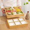 Fogão de Bambu Doméstico para Preparo de Chá com Nove Compartimentos Estilo Japonês Barra de Sobremesas Churrasqueira Prato para Pratos Laterais Lanches de Frutas Secas Prato para Fondue Prato Dividido