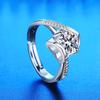 Anillo de beso de ángel con circonita plateada de moda coreana para mujer, anillo ajustable con apertura en forma de corazón, anillo de boda con diamantes