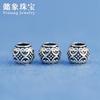 S925 Yintai prata grande buraco contas em forma de coração contas de prata DIY pulseira artesanal frisada pulseira acessórios acessórios material