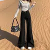 Jeans Negros de Pierna Ancha Bootcut para Mujer en Otoño e Invierno 2025 Tendencia Versátil Pantalones Nuevos de Cintura Alta sin Acampanar