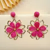 Pendientes de Flor Tejida Coloridos Dopamina para Mujer Nuevos Pendientes Estilo Vacaciones de Verano Pendientes Exagerados de Alta Gama Estilo Playero