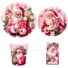 Mm301 Vermelho Natal Papai Noel Feriado Aniversário Louça para 8 Pessoas Conjunto de 4 Peças Prato de Papel Copo de Papel