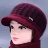 Chapéus de Inverno para Mulheres de Meia-Idade e Idosas, Avó, Mãe, Chapéus Quentes para Idosos, Chapéus de Lã Grossa Tricotados com Forro de Fleece e Proteção Auricular de Pelo de Coelho