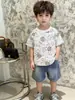 Ropa infantil para niños conjunto de verano ropa casual elegante para bebé de manga corta conjunto de dos piezas guapo para bebé al por mayor