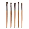 Set de 5 Brochas para Sombras de Ojos de Pelo de Poni con Estuche de Cuero, Set de Brochas de Maquillaje Portátil, Brochas Profesionales para Ojos con Pelo Animal Natural