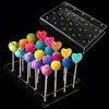 Rack de Acrílico para Dulces de 20 Agujeros Tina Decoración de Mesa para Pasteles de Boda Cumpleaños Infantiles Exhibidor de Paletas Almacenamiento