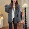 Cárdigan de punto retro de lunares con mangas de farol, nuevo para otoño e invierno, transfronterizo, para mujer, con estilo relajado, efecto adelgazante y diseño versátil