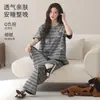 Pijama com bojo 2026 novo modelo, algodão puro feminino de manga curta e calça comprida, pulôver casual plus size, roupa de casa 100% algodão para o verão