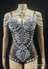 Macacão Vestido de Verão Sexy em Renda com Strass Completo Sem Alças Triângulo - Estilo Igual de Cantora Feminina Europeia e Americana para Performance