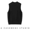 ¡Cachemira! Chaleco de punto sin mangas de cuello alto holgado de otoño tank top para mujer capa base de otoño e invierno de alta gama calentador de hombros