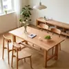 Mesa de jantar em madeira maciça em estilo madeira natural, mesa longa de madeira cerejeira para sala de jantar, mesa de jantar para apartamento pequeno, escrivaninha grande estilo japonês