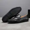 Mocasines para Hombre con Anillo Azul Piel Redonda Sin Cordones Zapatos de Verano Transpirables Casuales de Piel para Hombre