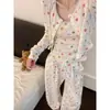 Pijama Informal Lindo para Mujer, Nuevo Conjunto de Tres Piezas para Primavera y Otoño con Cardigan de Lunares, Camisola y Pantalón Largo, Tallas Grandes