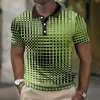 Comercio Exterior Europeo y Americano Verano Nuevo para Hombre Camisa Polo de Manga Corta Estampado Digital 3D Casual al Aire Libre Camisa Polo con Botones