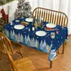 Navidad Hogar Sala de Estar Mesa de Comedor Atmósfera Decoración Mantel Impreso Muñeco de Nieve Árbol de Navidad Mantel Largo Venta al por Mayor