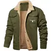 [En Stock para Entrega Rápida] Chaqueta de Hombre Otoño e Invierno Transfronteriza con Forro Polar Algodón Ropa de Trabajo Chaqueta Casual Chaqueta de Hombre Negra