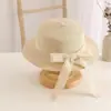 Sombrero de Paja con Lazo de Encaje de Celebridad de Internet Sombrero de Sol para Bebé Sombrero de Playa para Niñas Sombrero Británico de Moda Sombrero de Sol de Copa Plana