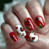 Adesivo de Manicure Quadrado Europeu de Comprimento Médio Vermelho Estilo de Exportação Europeu e Americano Adesivo de Unha Fashion Mais Vendido Removível 24