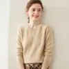 Moda Otoño e Invierno Versátil Suéter de Cachemira para Mujer Cuello Redondo de Cachemira Suéter Grueso Holgado de Punto Cachemir Suéter Básico de Punto