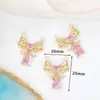 Accesorios para pulseras, collares, joyería DIY versátiles y creativos, colgante geométrico con circonita de rhinestone microincrustada, chapado en cobre de oro real 18K