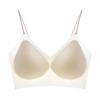 Camiseta Regata Nude Sem Costura Peça Única Feminina Push Up Respirável Verão Sutiã de Alça para Mulheres