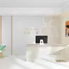 Novo papel de parede para recepção de salão de beleza estilo luxo leve branco linha papel de parede para salão de unhas âncora de beleza celebridade da internet traseiro