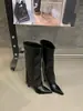 Botas Europeias e Americanas de Salto Alto Fino Outono 2026, Moda Emagrecedora Outono/Inverno Bico Fino Sexy Acima do Joelho Botas Salto Agulha