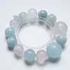 [Verão Inicial Verde Jade] Pulseira de Cristal Natural Água-Marinha para Mulheres, Presente Versátil, Pulseira Laranja-Rosa Gelo Atacado