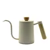 Bule manual para café com balança bico fino boca pequena doméstico com tampa cabo de madeira 400/600 ml bule para café