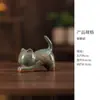 Enfeites Criativos de Gato, Enfeites de Animal de Chá Cerâmico Fofo, Brinquedos de Chá, Decorações Divertidas e Curativas para Casa, Mesa de Trabalho, Entrada