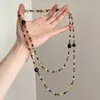 Colar Camadas Redondo Geométrico com Contas de Vidro Retrô Design de Nicho Corrente para Suéter Moda Versátil Adorno de Colar Atacado