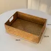 Cesta de Almacenamiento Compartimentada Tejida Retro, Artículos Varios de Mesa de Café, Cesta de Almacenamiento Tejida de Paja, Vajilla de Mesa de Cocina, Caja Organizadora para Botellas de Condimentos