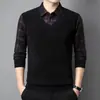 Nueva Camisa Polo de Hombre Otoño e Invierno con Forro de Felpa 2024, Suéter Falso de Dos Piezas para Padres de Mediana Edad y Mayores, Disponible al por Mayor