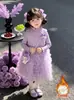 Vestido de Princesa para Niña Invierno Temprano 2026 Nuevo Estilo Infantil Elegante Kuromi Malla Voluminoso Pastel Vestido Conjunto