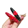 Pinza para el pelo de estilo coreano con forma de corazón rojo y lunares para mujer, nuevo clip de pico de pato vintage 2026, pinza dulce para flequillo, pasador lateral