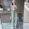 Comercio Exterior Transfronterizo Europeo y Americano Primavera 2024 Nuevo Jeans Azules Nostálgicos para Mujer Sueltos de Cintura Alta Diseño de Pierna Ancha Pantalones