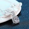Collar de moissanita de plata S925 con colgante de bolso cuadrado de princesa de diamantes Mosan, cadena de clavícula chapada en platino con microincrustaciones, para mujer, outlet de fábrica