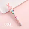 Bolígrafo de Diez Colores con Orejas de Conejo de Dibujos Animados Estudiante Diez en Uno Tipo Pulsador Bolígrafo de Aceite Multifuncional Marcador Bolígrafo de Bola Bolígrafo de Gel