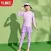 Traje de baño para niñas Nuevo estilo Dividido de manga larga Pantalones largos Cómodo Transpirable Secado rápido Estudiante Traje de baño para natación y aguas termales