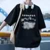Traje de manga corta para hombre, marca de moda ins de verano, ropa de hombre de corte holgado, un elegante conjunto de dos piezas combinado con jeans de alta costura