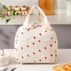 Bolsa de mano de pana estampada simple, bolsa de almuerzo térmica para el trabajo, bolsa de almacenamiento para lonchera y bolsa de hielo