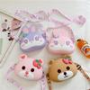 Urso Morango Pipoca Bolsa de Silicone Desenho Animado 3D Coelho Fofo Bolsa Redonda Transversal para Celular Liquidação