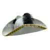 Sombrero Triángulo de Encaje Dorado con Plumas de Avestruz y Velcro para Halloween, Danza, Fiesta de Carnaval, Fieltro, Sombrero de Piratas del Caribe