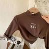 Terciopelo alemán para niños, camiseta básica de cuello alto que combina con todo, otoño e invierno, camiseta estampada de manga larga con dibujos animados para niñas, ropa casual para bebé