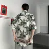 Camisa de manga corta para hombre estilo japonés retro con estampado de animales de dibujos animados, moderna, corte holgado