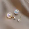 Pendientes de Perlas Redondas Grandes y Pequeñas de Color Sirena de Gama Alta Vintage, Pendientes Desmontables de Doble Uso, Pendientes para Mujer